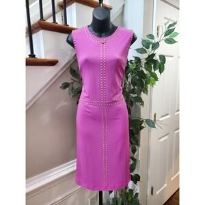 Carmen Women's Pink Polyester Round Neck Sleeveless Casual Knee Length Dress 8